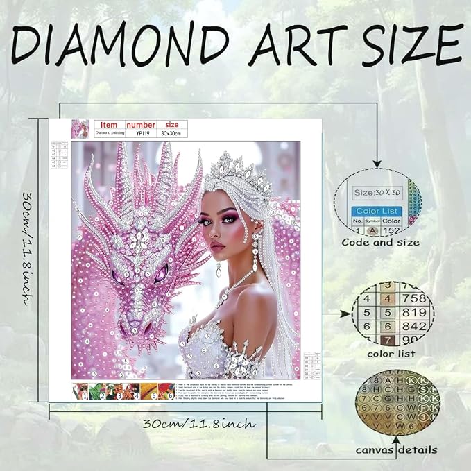 Dragon Diamond Art Kits for Adults, Full Drill Diamond Painting Kit 12x12in - Image 6