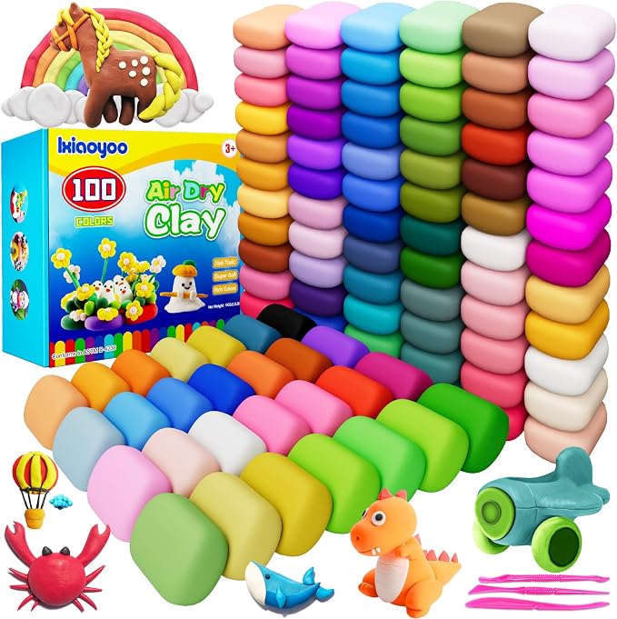 Ixiaoyoo Air Dry Clay, 100 Colors Foam Modeling Clay by Ixiaoyoo