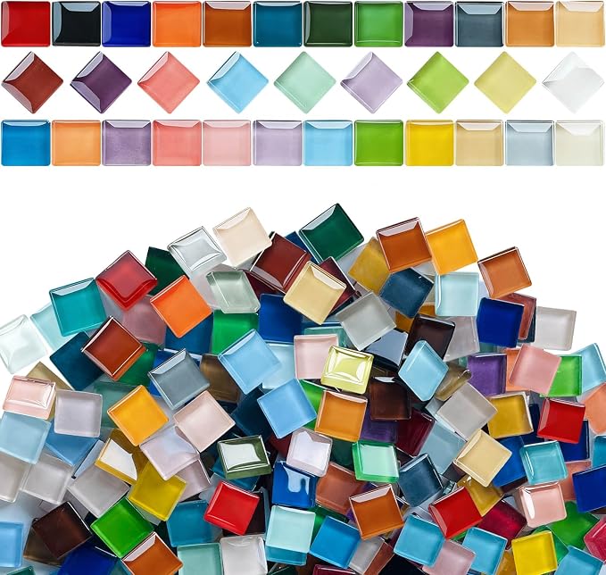 LITMIND 1.1LB Multi-Color Mix Crystal Glass Mosaic Tiles – 0.6 Inch Square by LITMIND