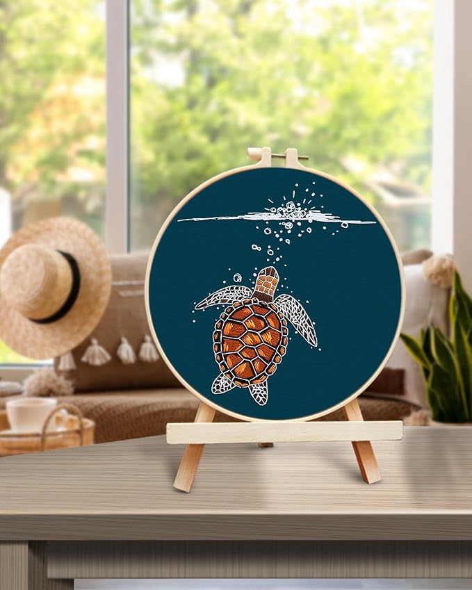 TINDTOP Embroidery Kit for Beginners Adult, Turtle Embroidery Practice Kit | - Image 5