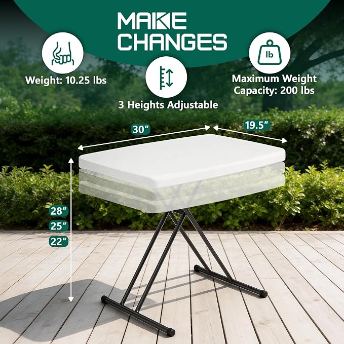 Folding Table 30 Inch -2Pack, Small Desk Adjustable Height TV Tray - Image 5