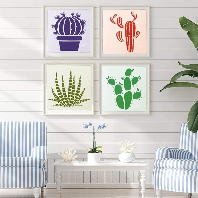 TIAMECH 8 Pcs Reusable Succulent Plants Cactus Stencils - Image 5