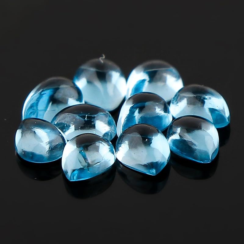 CRYSTALIS AAA+ Grade 10pcs Natural London Blue Topaz Cabochons Gemstone Loose - Image 2