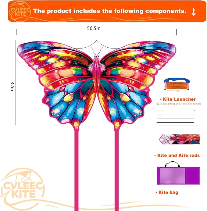 Butterfly Kite for Kids & Adults, Outdoor Kite, Grassy Areas - Image 2