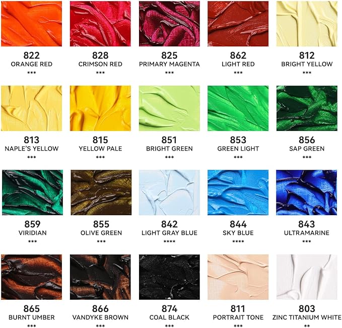 Paul Rubens Oil Paint, 20 Colors*50ml LargeTubes, Professional Oil Colors - Image 4