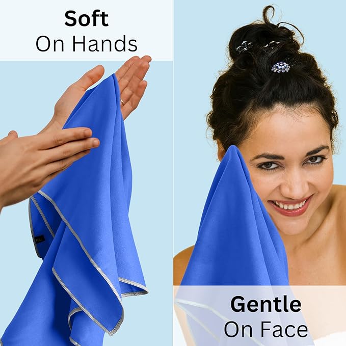 Backpacking Ultralight Quick Dry Microfiber Soft Fast Drying Hand and Face Towel Wash Cloth Camping Yoga Hiking Active Lifestyle Small (Blue, Medium)