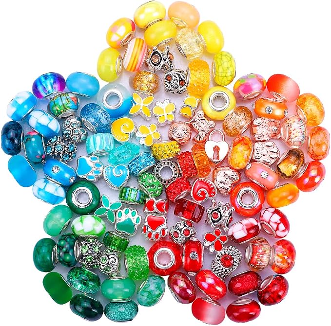European Large Hole Spacer Charm Beads by VICTLOV