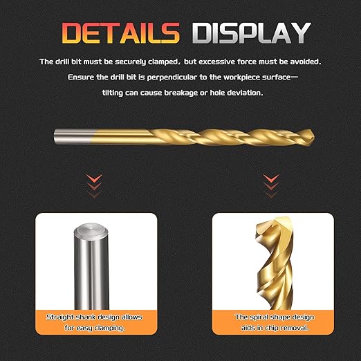 Drill Bit, 9/32" Cutting Diameter (7.144mm), 4241 HSS TiN Coated 118° Cutting Angle Versatile Jobber Bits - (Applications: for Drilling Plastic Wood Soft Thin Metal), 10-Pieces