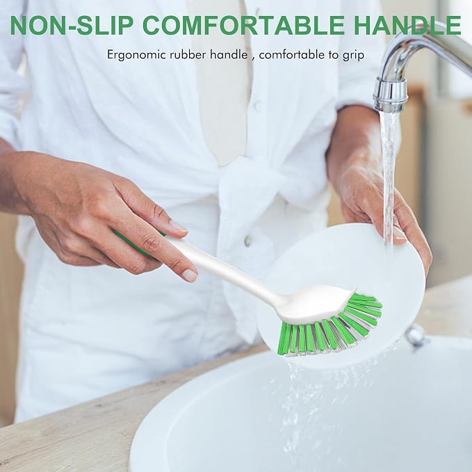 SetSail Dish Brush with Handle, 3 Pack Stiff Bristles Dish Scrubber with - Image 7