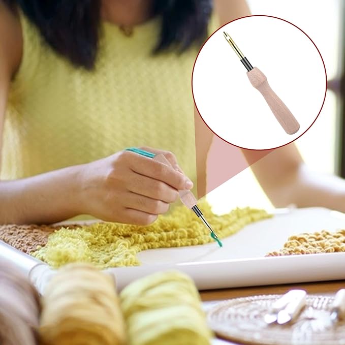 12 Pcs Punch Needle Kit, Embroidery Punch Needle Tool Wooden Handle Embroidery - Image 6