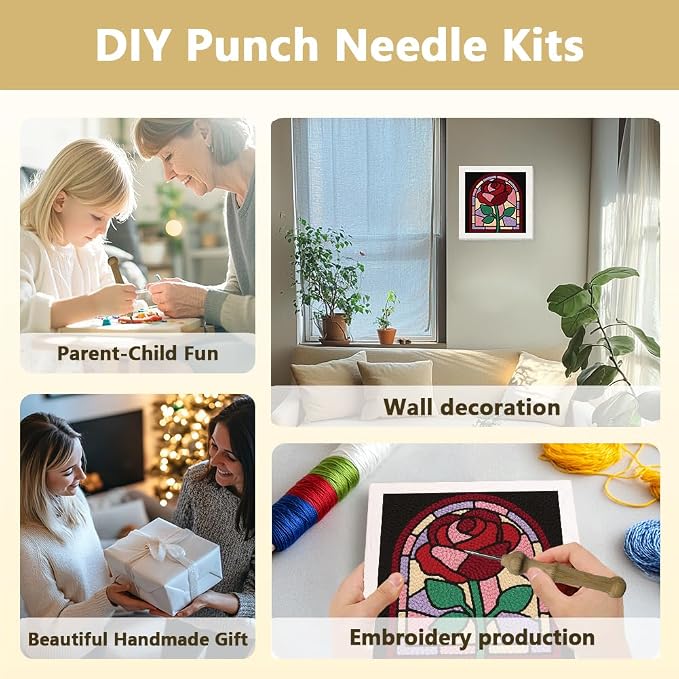 DOODLREAM Rose Window DIY Punch Needle Embroidery Kit - Image 4