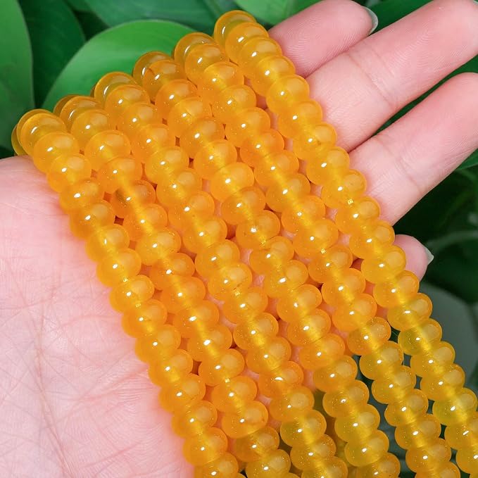 Songxi 5x8mm Natural Yellow Stone Rondelle Beads, Gemstone - Image 2