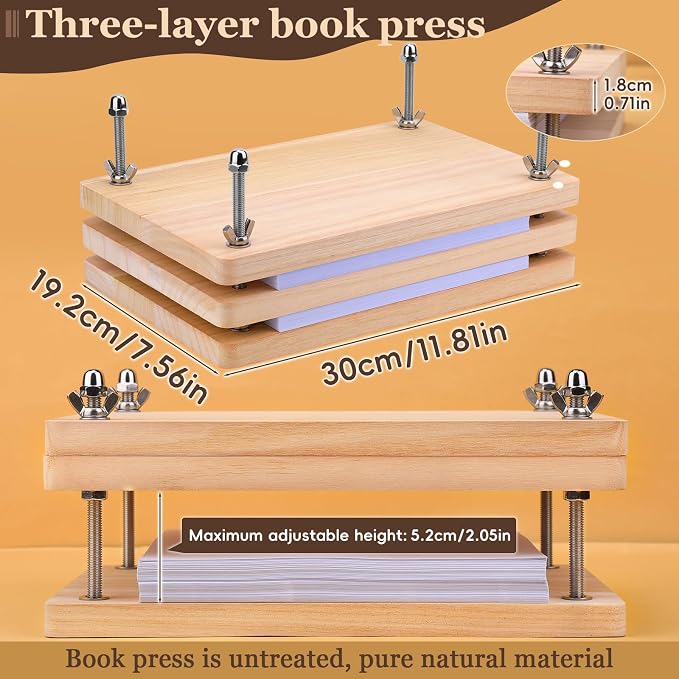 JUPEAN 34 Pcs Book Binding Kits, Book Press, Books Making Kit - Image 3
