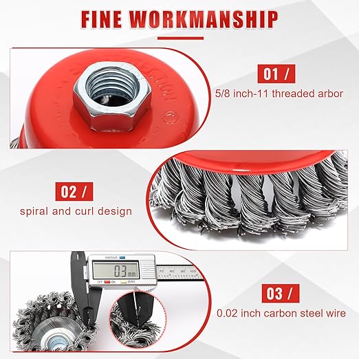 8Pack Wire Wheel Cup Brush Set, Windspeed 3 Inch 4 Inch Cup Brush Knotted for Angle Grinder Wire Wheel for 4 1/2 Angle Grinder for Clean Deep Sanding Heavy Rust, Paint