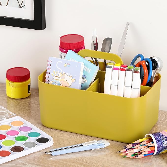 Multiuse Caddy Organizer with Handle, Portable Divided Plastic Tote Bin - Image 3