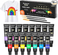 Shuttle Art Fabric Paint, 15 x 12ml Tubes Permanent Soft Fabric Paint by ShuttleArt
