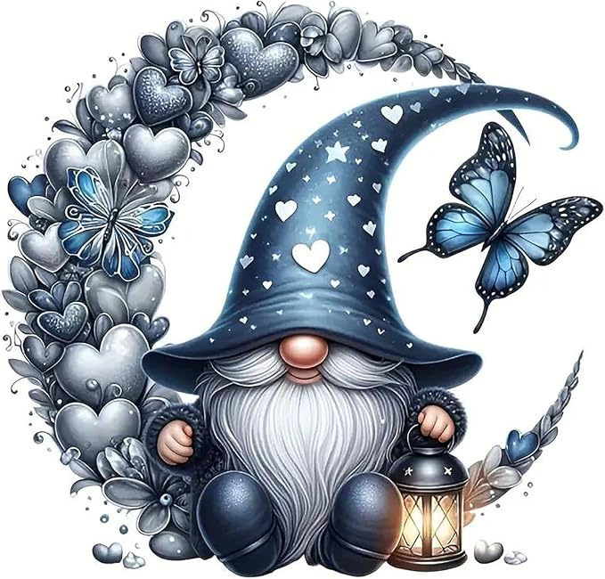 DYAIANGMU Stamping Cross Stitch Kit, Gnome Butterfly Stitch Kit by Unknown