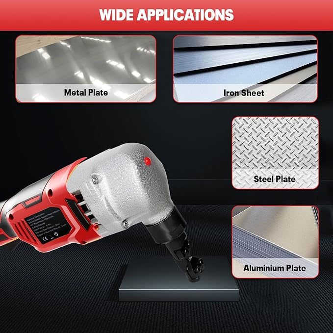 Cordless Nibbler Compatible with Milwaukee 18V Battery, Includes 2.0Ah Battery & Charger, 18 Gauge Sheet Metal Cutter with 1200RPM Brushless Motor for Cutting Aluminium, Stainless Steel, Plastic