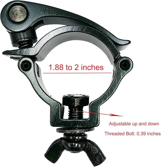 Lighting Clamp 2 Inch Truss Quick Release Mount Heavy Duty 220 Lbs Fit 48-51mm OD Pipe truss F34 Black