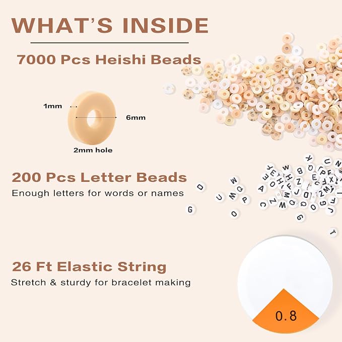 ADIIL 7200pcs Clay Beads Bracelet Making Kit, 6mm Polymer Heishi Beads - Image 4