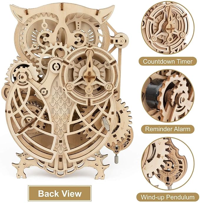 ROKR 3D Wooden Puzzles for Adults Owl Clock - Image 2