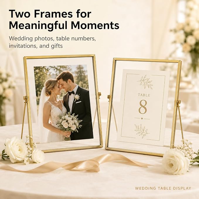 AceList Floating Picture Frame, 2 Pack 8x10 Gold Double Glass | Clear - Image 3