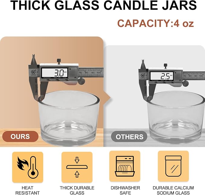 SHOWIN Thick Candle Jars for Making Candles 16 Pcs, 4 OZ Empty Jars - Image 2