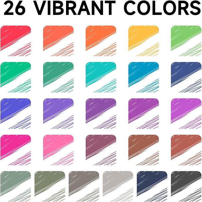 Lineon Erasable Gel Pens, 26 Colors Retractable Erasable Pens Clicker - Image 2