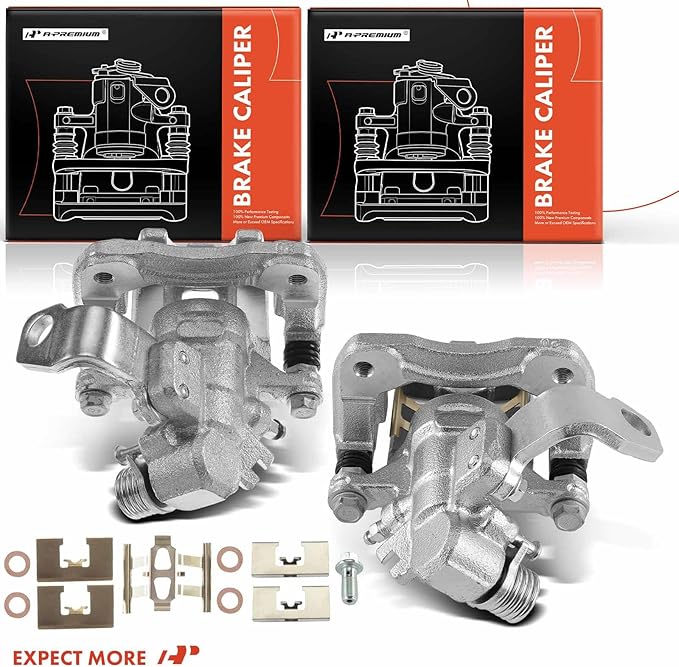 A-Premium Disc Brake Caliper Assembly with Bracket Compatible with Select Honda and Acura Models - Civic 2006-2015, CSX 2006-2011, ILX 2013-2018 - Rear Driver and Passenger Side, 2-PC