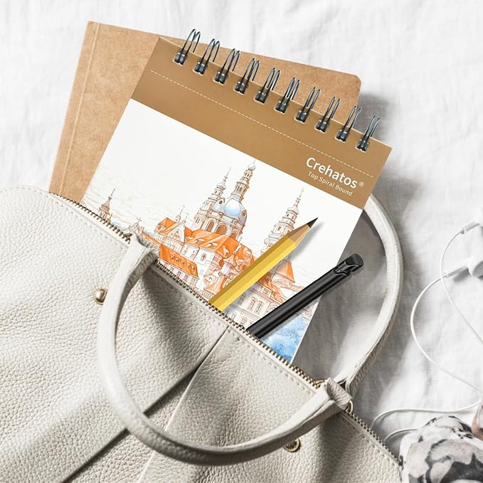 Crehatos 5.5" x 8.5" Small Sketch Book, Top Spiral Bound Sketch Pad, 100 Sheets - Image 6