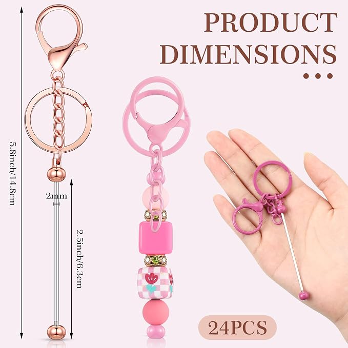 Tondiamo 24 Pcs Beadable Keychain Bars Bulk Beads - Image 3