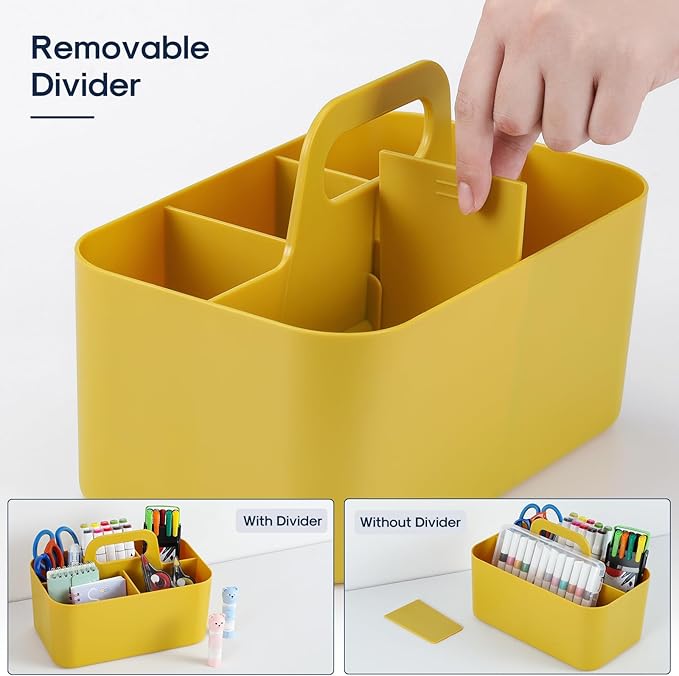 Multiuse Caddy Organizer with Handle, Portable Divided Plastic Tote Bin - Image 6