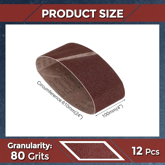 20 Pcs Sanding Belts 4 x 24 Inch 80 Grit Aluminum Oxide Abrasive Sandpaper for Belt Sander Metal Grinding Wood Working Weld Rust Removal