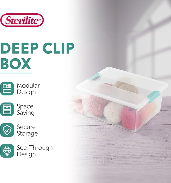 Sterilite 16-Pack Clip Box, Stackable Clear Plastic Bins - Image 2
