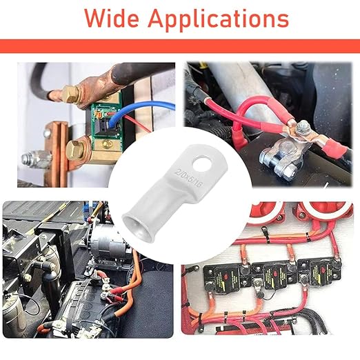 Heavy Duty Tinned Battery Ring Terminals (25 pcs.), 8 AWG 3/8" Stud, Tubular Copper Ring Connectors