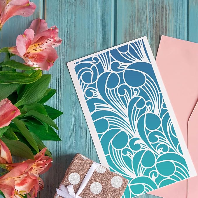 Stencils for Crafts Reusable Texture Stencils Background Stencil Leaf Floral - Image 7