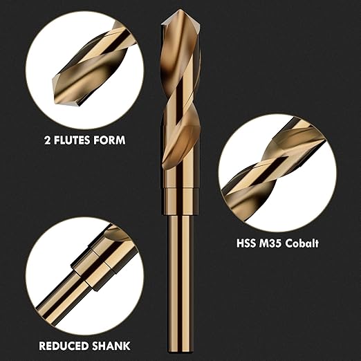 11/16" (4pcs) Cobalt Drill Bit Set - 6Inch Length, M35 High Speed Steel Jobber Length Drill Bit Kit for Hardened Metal, Stainless Steel, Cast Iron, Wood and Plastic, with Index Storage Case