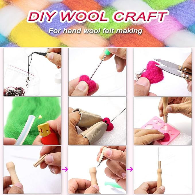 West Bay Needle Felting Kit 109 Pieces Set, Wool Roving 36 Colors - Image 4