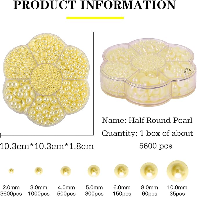 5600PCS Half Round Pearls Flatback Imitation Pearls - Image 2