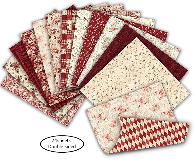 Scrapbook Paper & Scrapbooking Supplies, Vintage Red 6x6 Double-Sided Patterned - Image 3