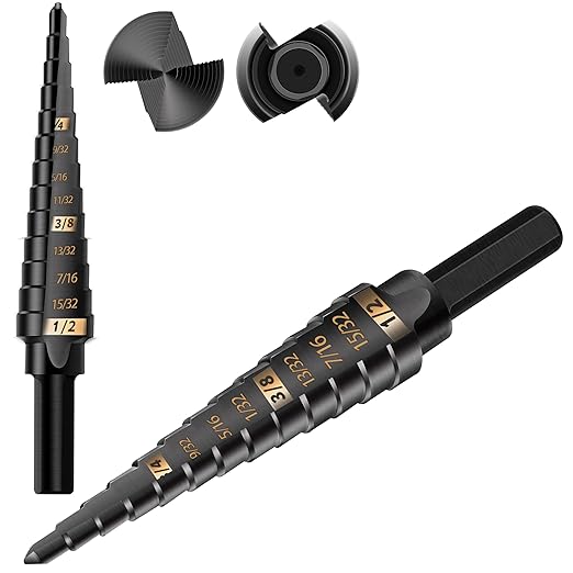 KSEIBI 575035 HSS Step Drill Bit 1/8-1/2 Inch, 3-Flat Shank Black Oxide for Metal, Wood, Plastic - 13 Steps Precision Drilling #1