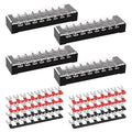 APIELE Dual Row 8 Position Screw Terminal Block Covered - 25A 8 Position Pre-Insulated Terminal Barrier Strips (4PCS 8P+8PCS Wiring Strips)