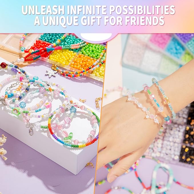 Goldwise Friendship Bracelet Kit, Clay Beads, 7 Styles Letter Beads, Variety of - Image 4