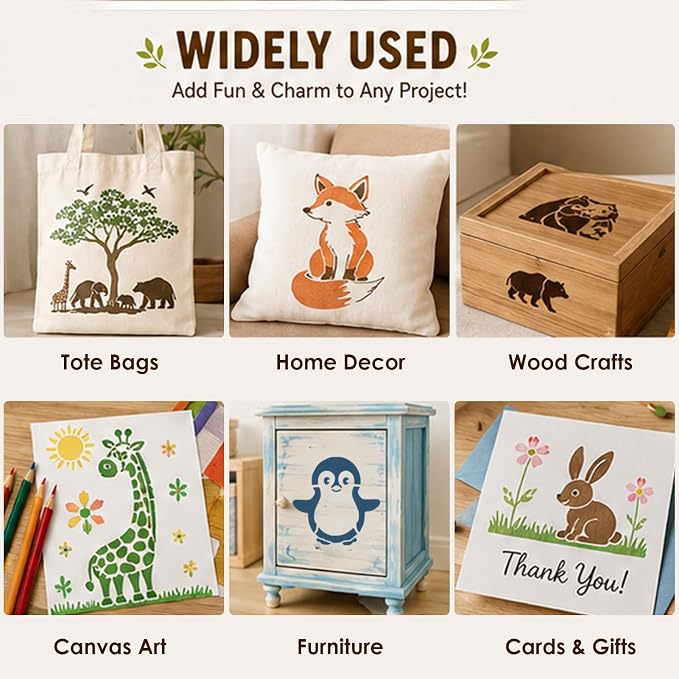 50 Pcs Large Animals Stencils for Painting, 3.93 x 3.93 Inch Animals Stencils - Image 7