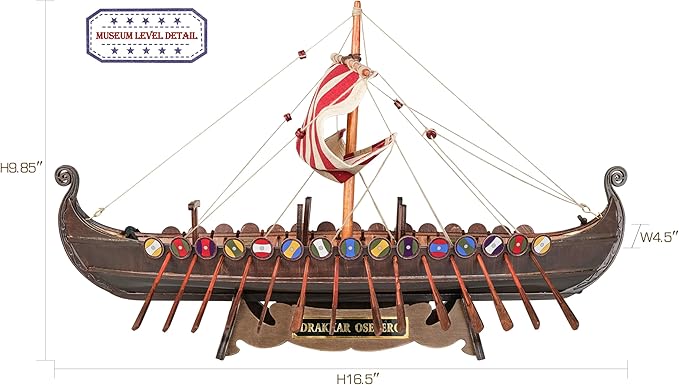 SAILINGSTORY Wooden Viking Ship Model Drakkar Oseberg Longship Model | - Image 2