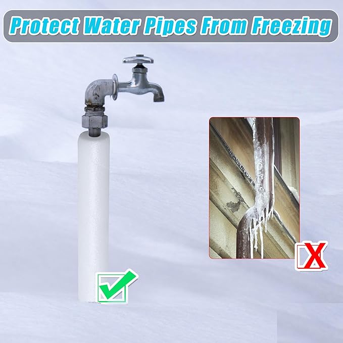 4 Pack Pipe Insulation Foam Tube, 15.74 Inch White Pool Noodles Foam Snake Pipe Wrap Protection Multi-Purpose Soft Foams Tubing for Winter Water Pipes and Outdoor Indoor Swimming Pool Handle