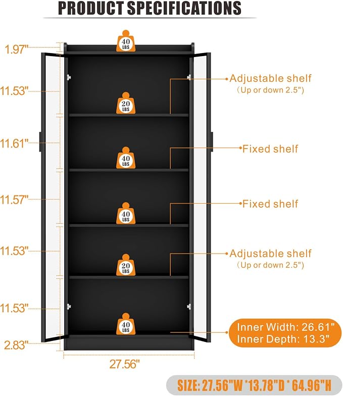 Dystler 65" Tall 5-Tier Display Cabinet - Image 2