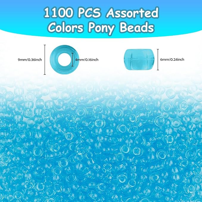 Pony Beads 1100 Pcs, Beads for Jewelry Making, Beads for Bracelets Making - Image 2