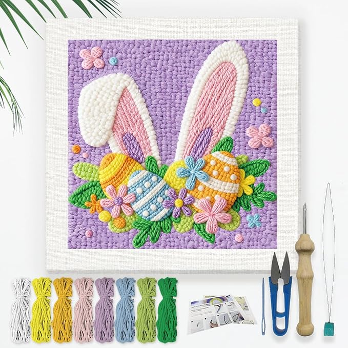 Doodlream Easter Bunny Ears Egg DIY Punch Needle Embroidery Kit by Doodlream