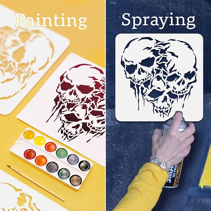 Triple Struggling Skulls Journal Stencil - Image 3